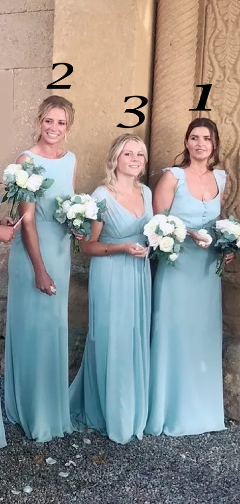 Baby Blue Flowy Multi Style Chiffon mermaid Long Bridesmaid Dress, BD3028