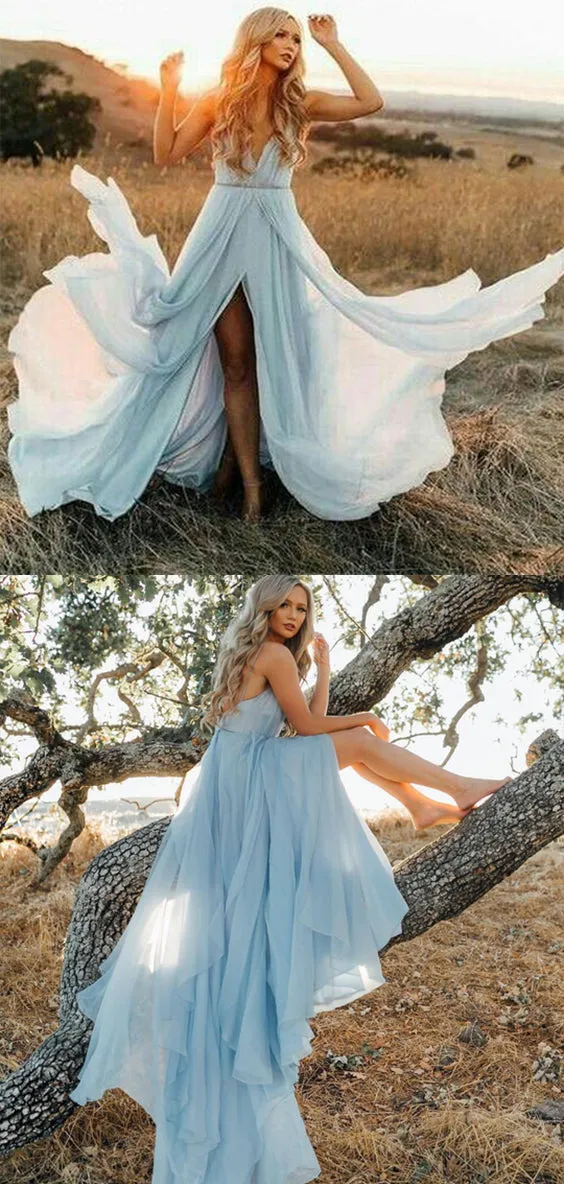 Chiffon Flowy Chiffon Long Prom Dress