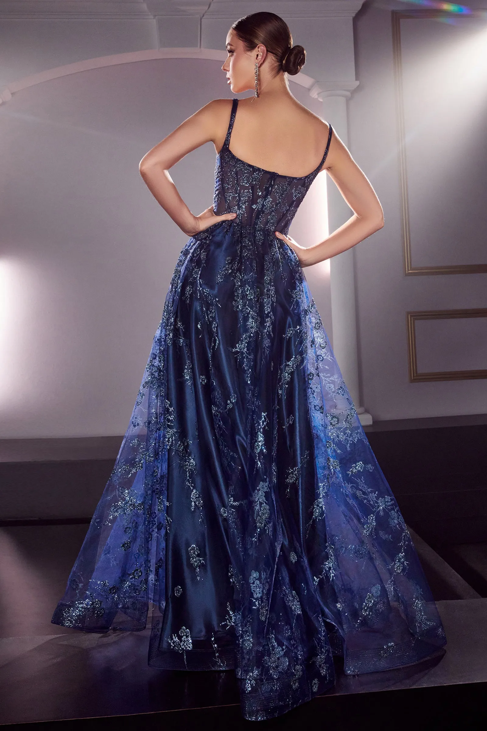 CINDERELLA DIVINE J840 A-Line Glitter Sleeveless Gown