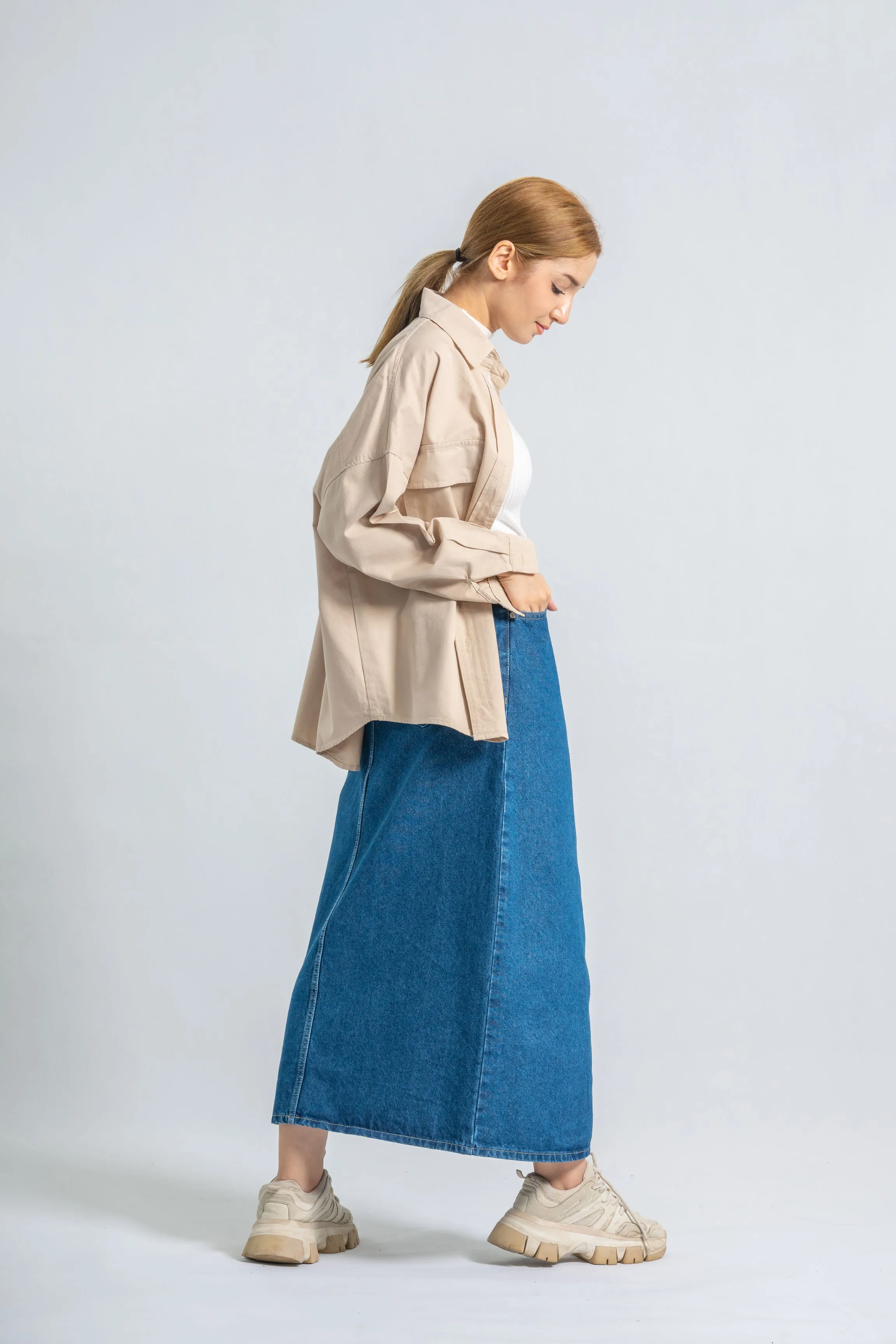 Denim Long Skirt