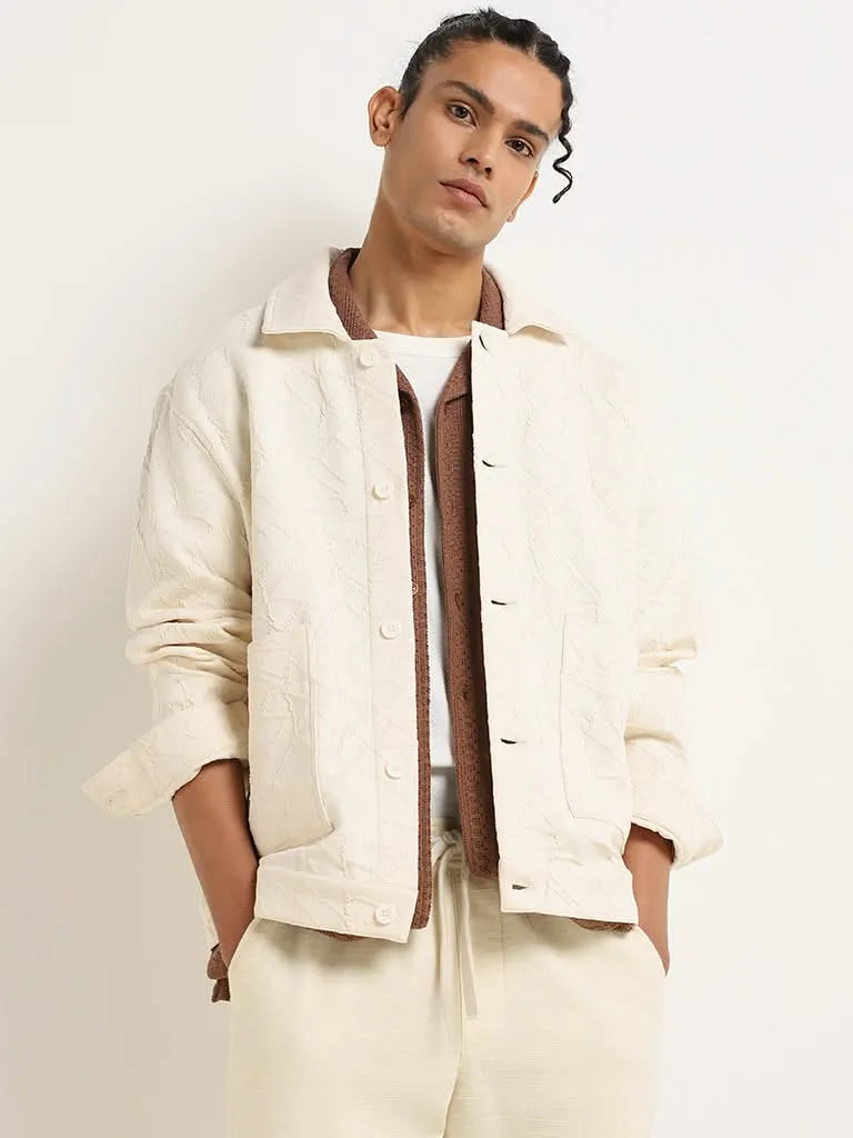 ETA Off-White Self-Patterned Cotton Blend Relaxed Fit Jacket