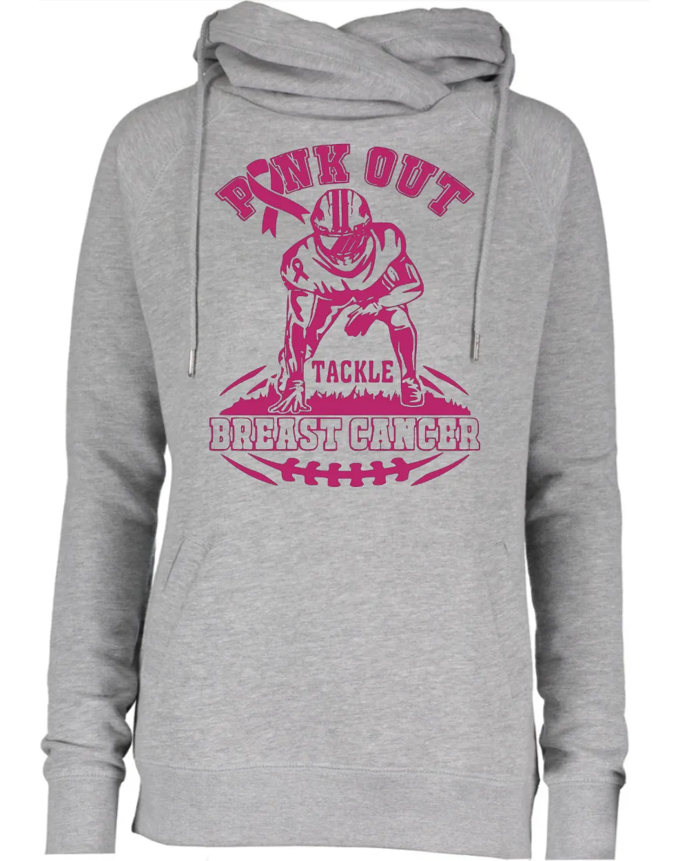 Football Player Pink Out Tackle Cancer Football Cowl Double Hood Top