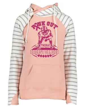 Football Player Pink Out Tackle Cancer Football Cowl Double Hood Top