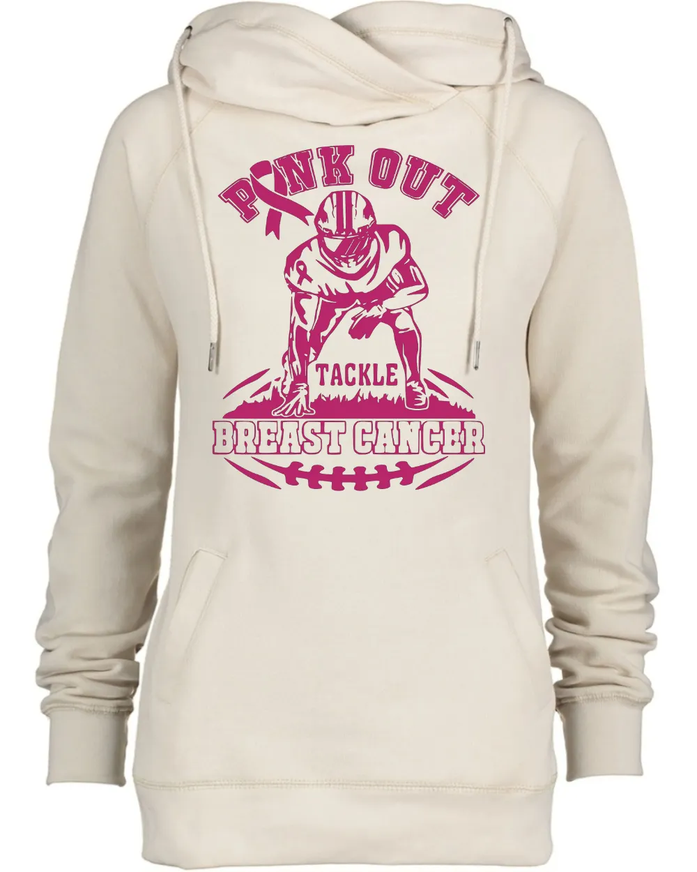 Football Player Pink Out Tackle Cancer Football Cowl Double Hood Top