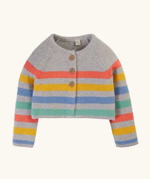 Frugi Bright As A Button Cardi - Grey Marl Stripe