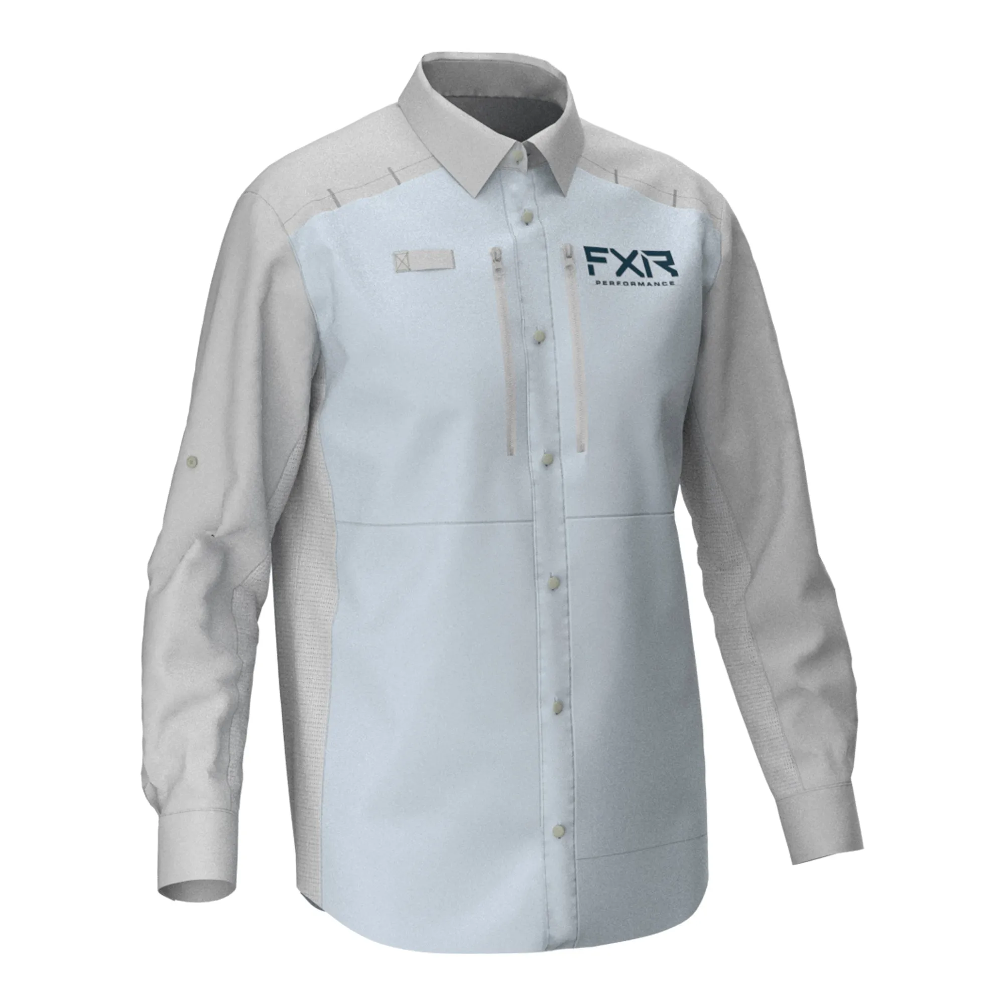 FXR  Ice Grey Cast Performance UPF Tech Long Sleeve Shirt Lightweight Button