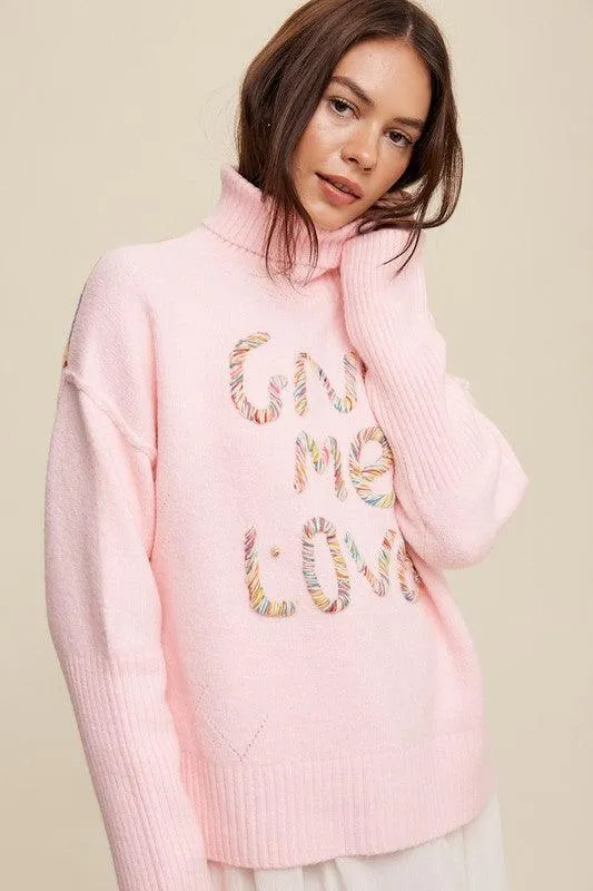 Give Me Love Stitched Mock Neck Sweater