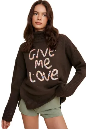 Give Me Love Stitched Mock Neck Sweater