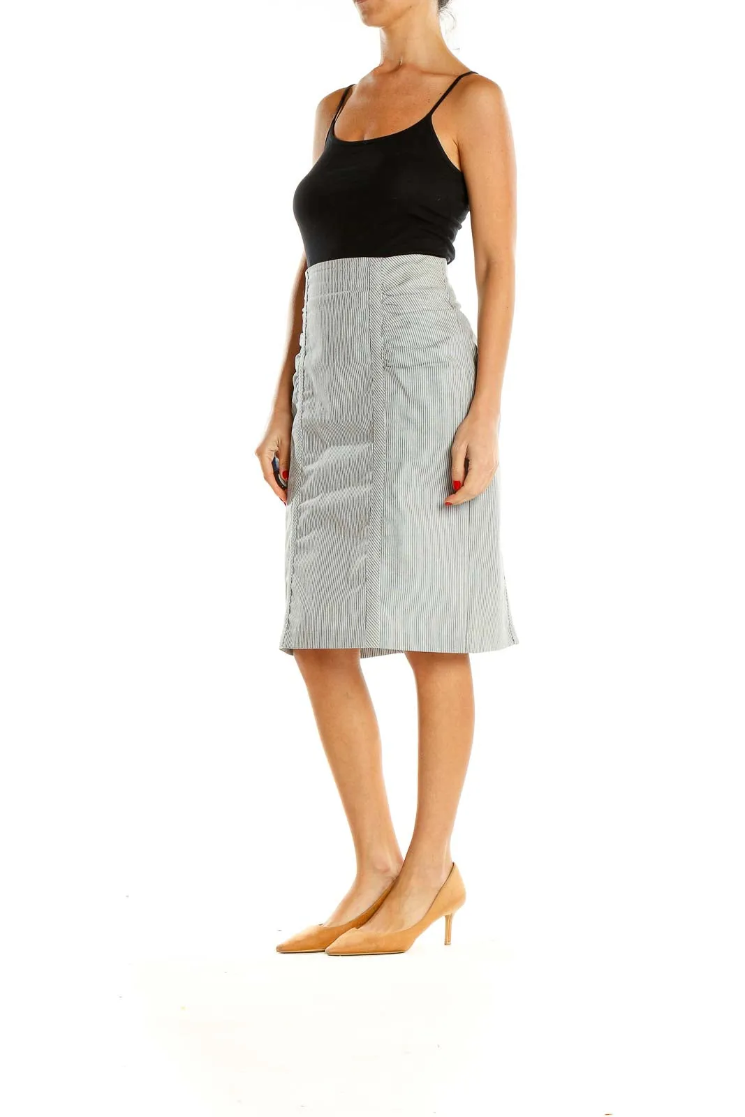 Gray Chic Pin Stripe Pencil Skirt