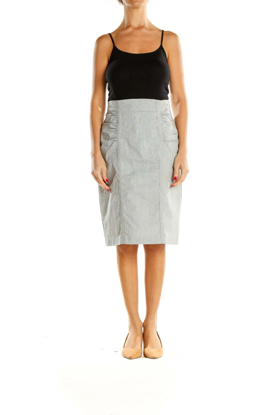 Gray Chic Pin Stripe Pencil Skirt