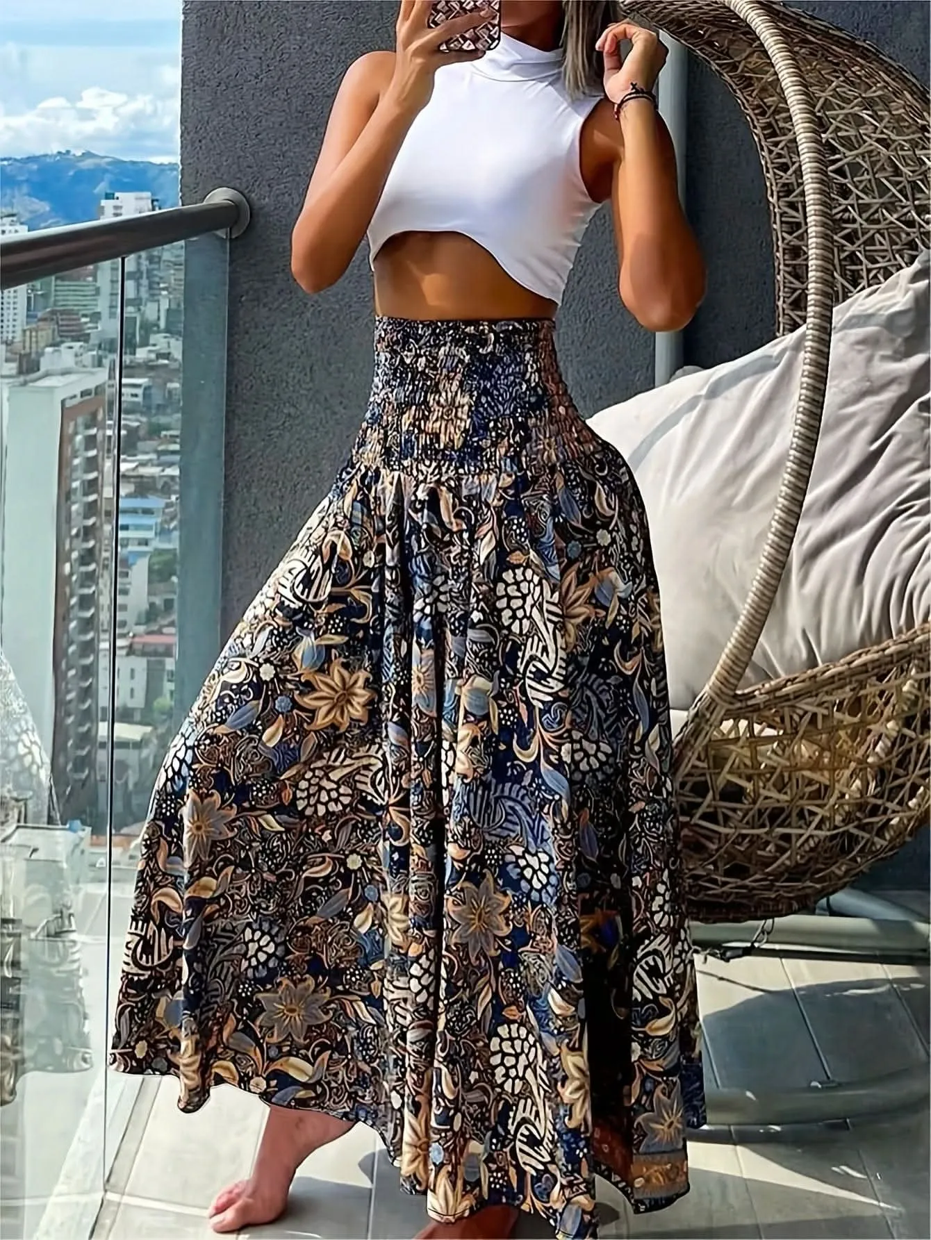 High Waisted Floral Skirts - By Lustmia