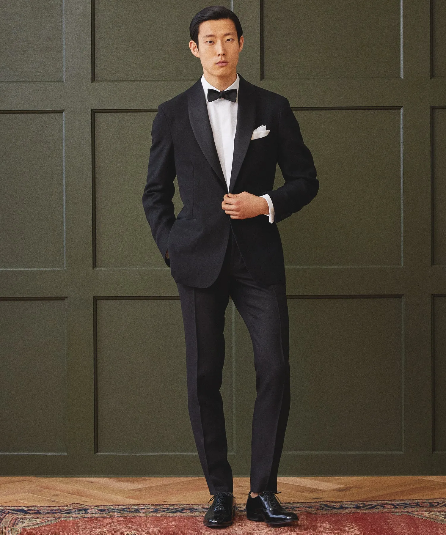 Italian Linen Tuxedo Trouser in Black