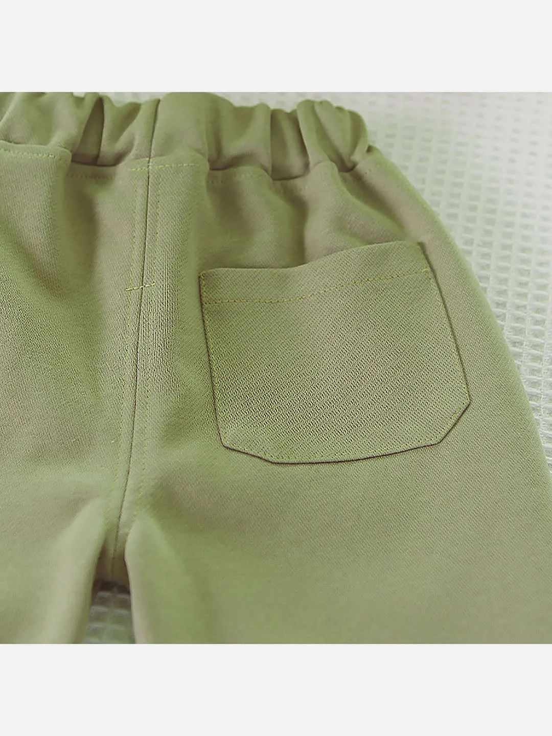 Little Surprise Box Olive Green Smiling Doggy Face Designed Jacket 3Pcs Track Suit Set -Kids