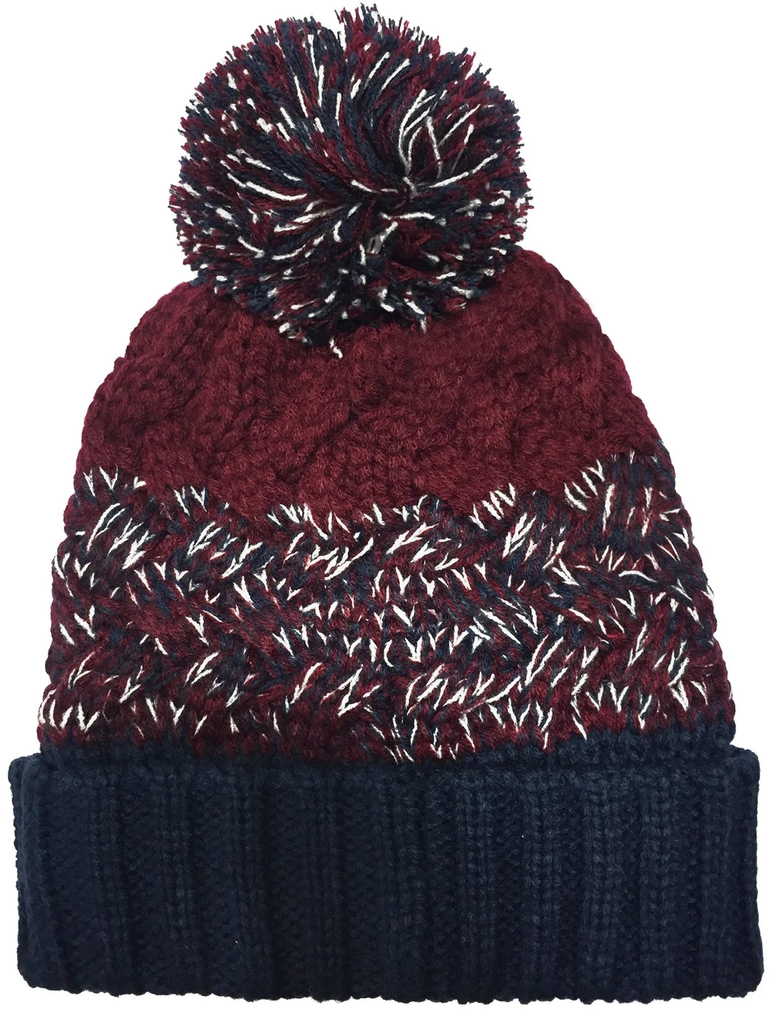 Men's Jenek Cable Knit Bobble Hat in Oxblood - Tokyo Laundry