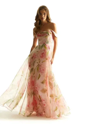 Morilee Strapless Floral Print Prom Dress 49085