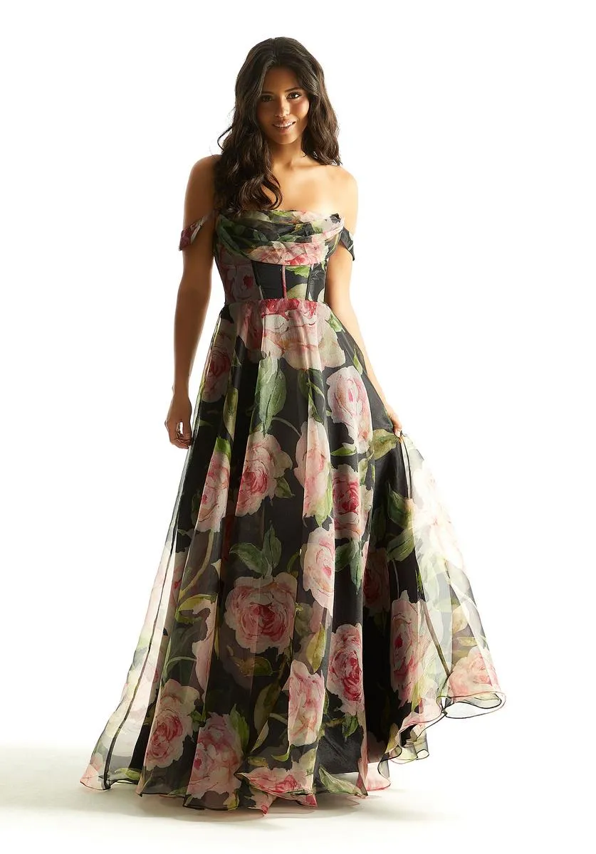 Morilee Strapless Floral Print Prom Dress 49085