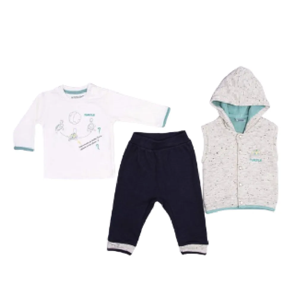 Newborn, Infant & Toddler Animal Theme (Turtle) 3-Piece Hoodie Jacket Set for Little Boys & Girls