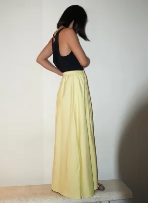 Ochna Long Wide Leg Pocket Pant w/ Elastic in Lemon