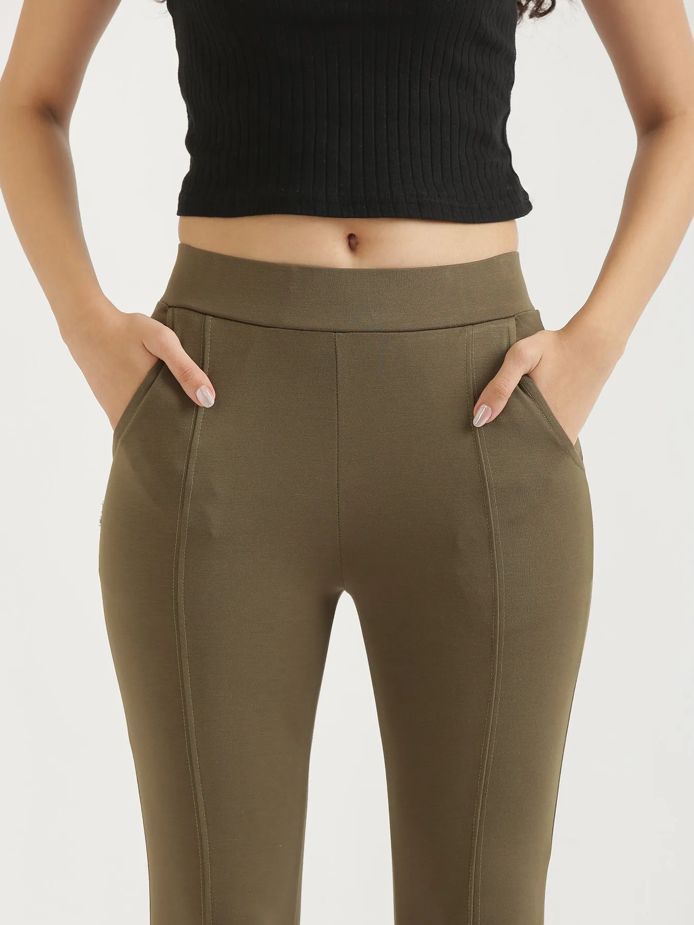 Olive Green 4-Way Stretchable Pants