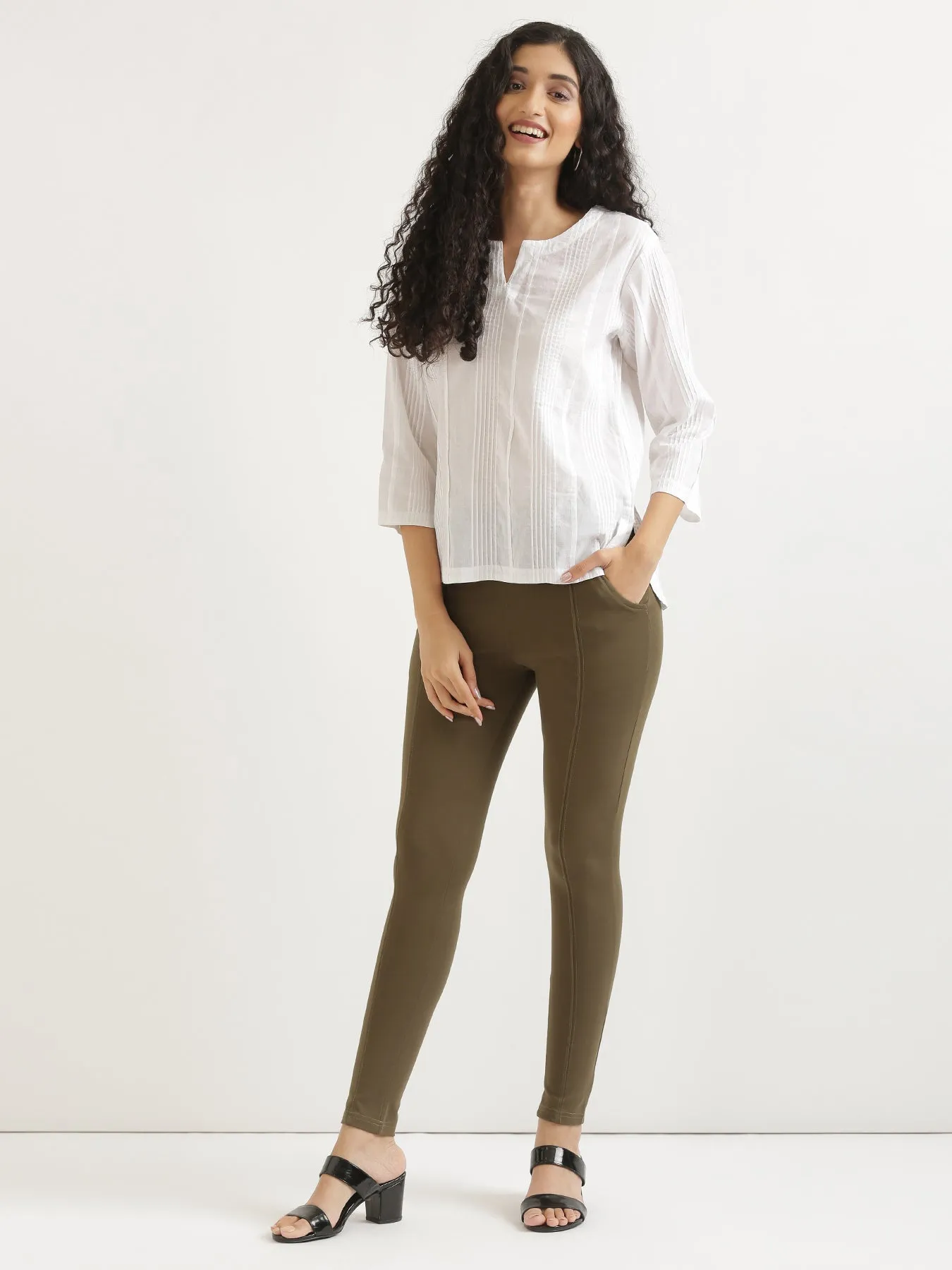 Olive Green 4-Way Stretchable Pants