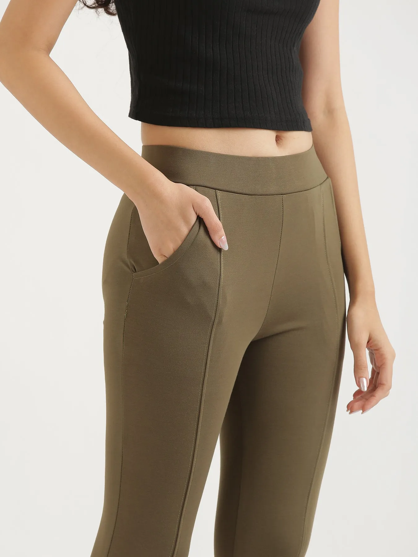 Olive Green 4-Way Stretchable Pants