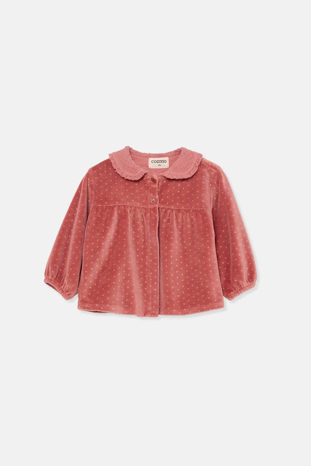 ORGANIC VELOUR GOLD BABY CARDIGAN