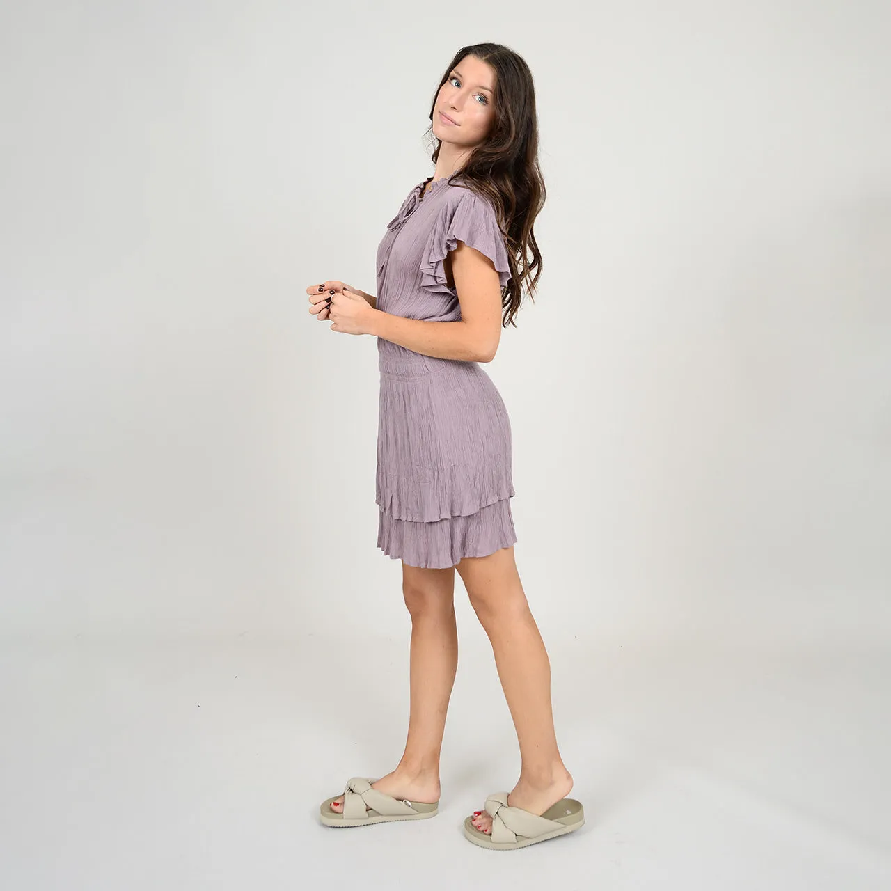 Pania Ruffle Tiered Dress | Lilac Haze