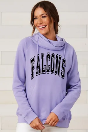 Purple Falcons Support Tackle Cancer Football Purple Women's Cowl Double Hood Top