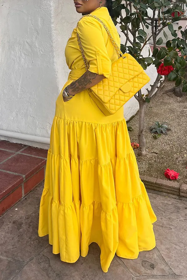 Sunshine Ruffle Hem Maxi Dress (with belt)