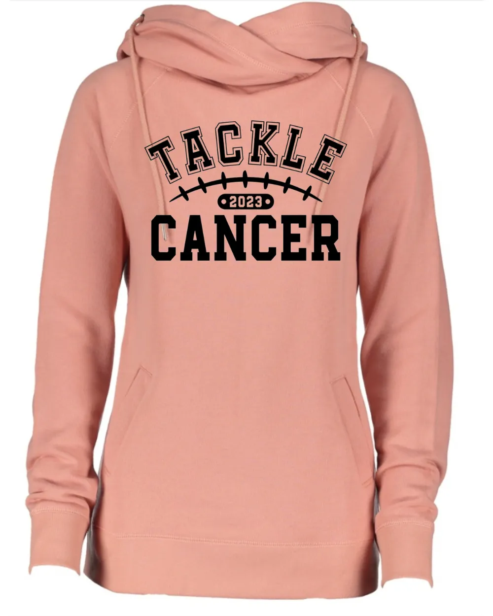 Tackle Cancer Black Letters Pink Out Tackle Cancer Football Cowl Double Hood Top