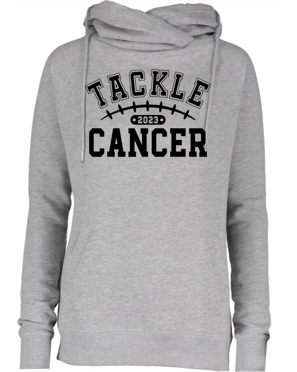 Tackle Cancer Black Letters Pink Out Tackle Cancer Football Cowl Double Hood Top