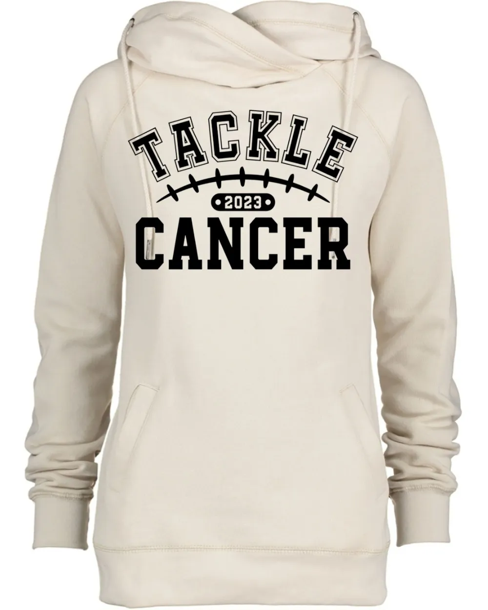 Tackle Cancer Black Letters Pink Out Tackle Cancer Football Cowl Double Hood Top