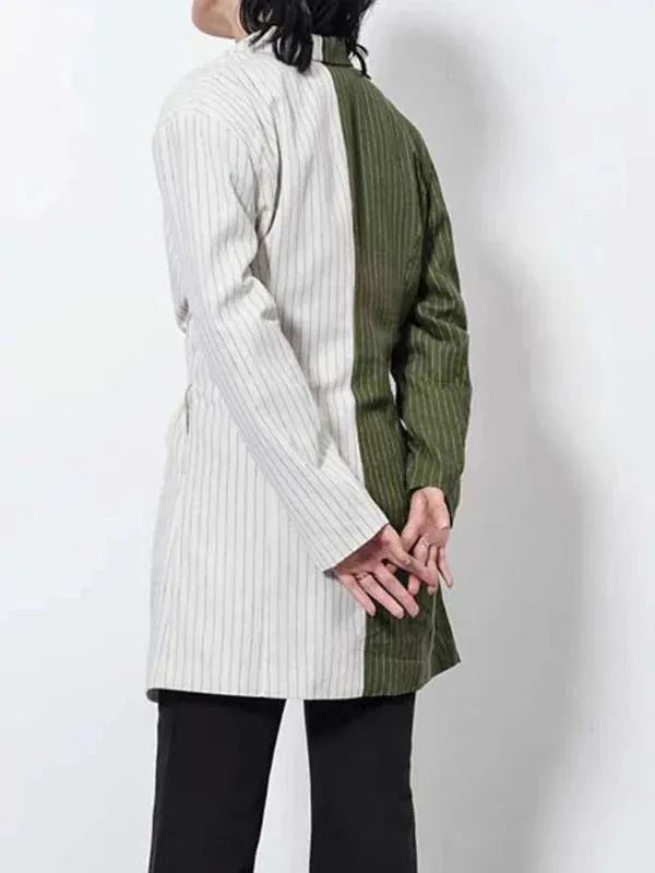 Wenkouban-Winter outfits Christmas Black Friday Striped Two Tone Single Button Suit Jacket