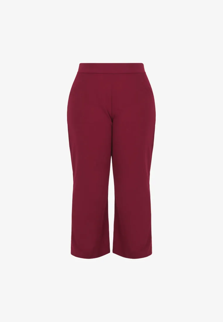 Wilia Basic Straight Leg Pants - Maroon