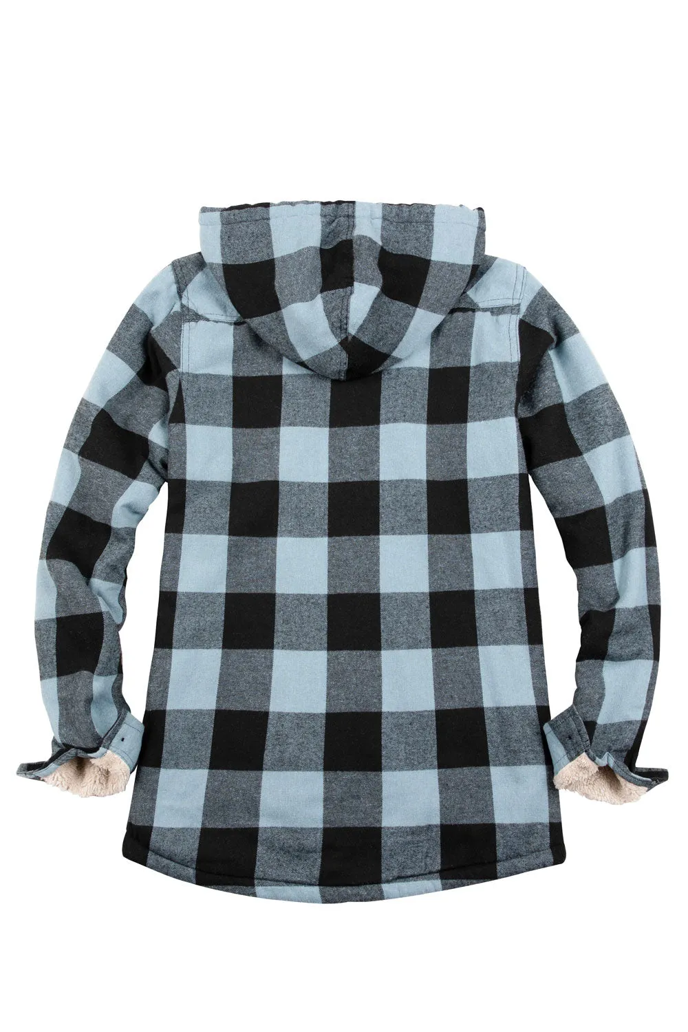 Women's Sherpa Lined Flannel Jacket with Hood, Button Up Plaid