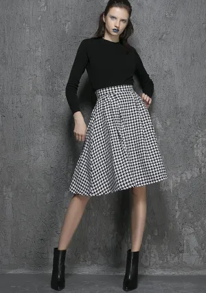 Wool Midi Skirts ,plaid Skirt, Knee length skirt 1342