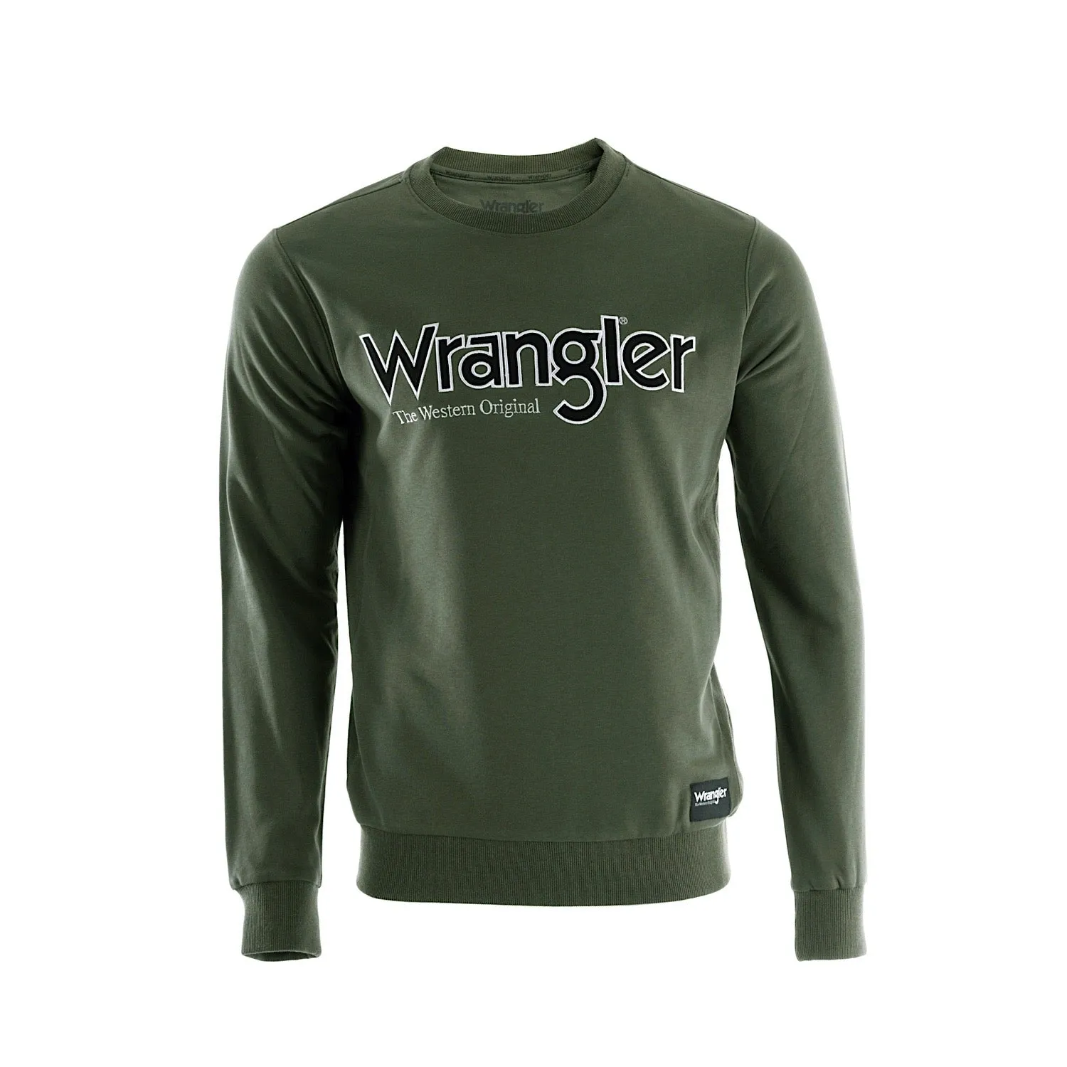 Wrangler Mens Ryder Logo Crew Cypress